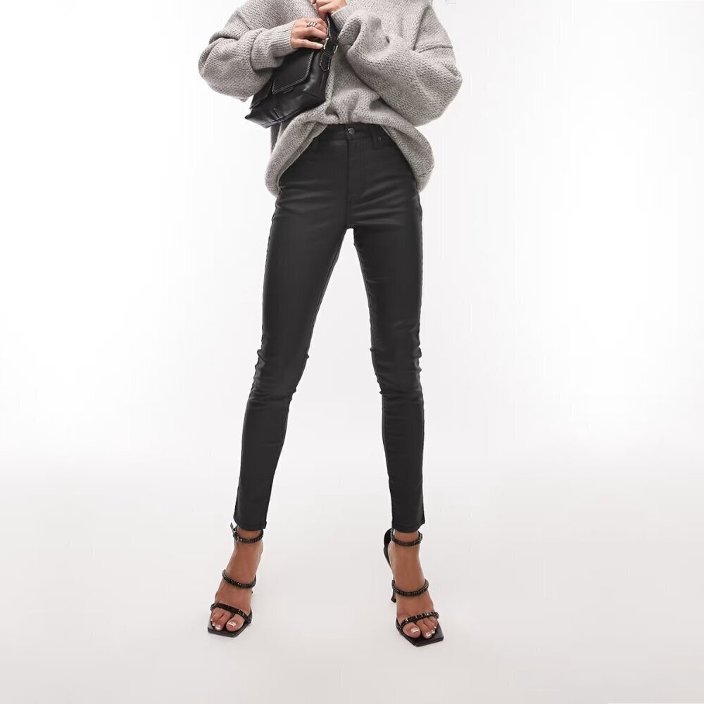 2/$30 Topshop Moto Jamie Jeans High Rise Skinny Midnight Black W26 #9338